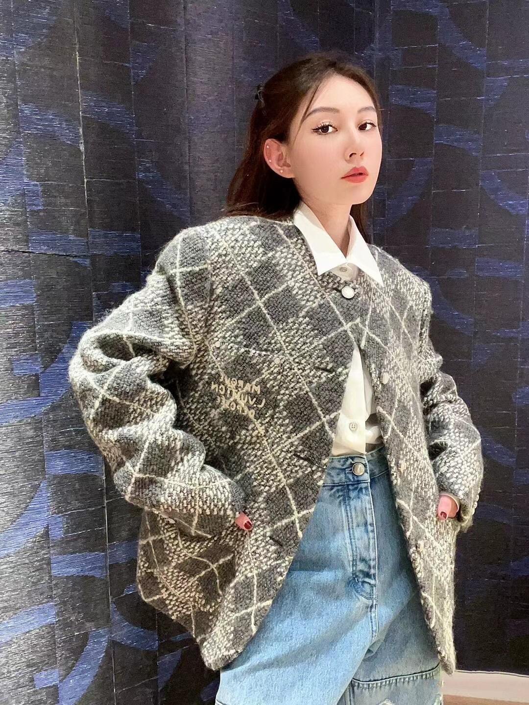 루이비통 트위드 체크 재킷  (해외배송)