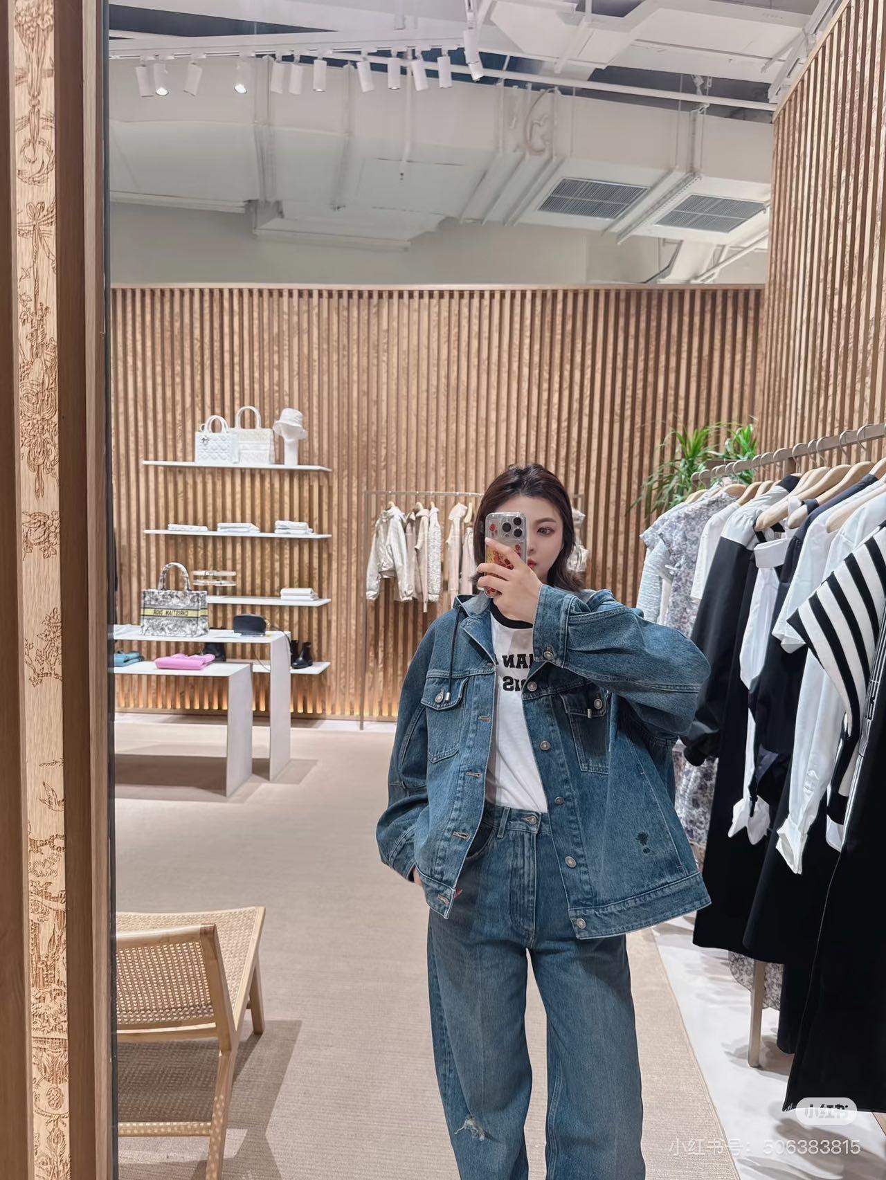 디올 후드 달린 데님 재킷 + 바지 세트 (해외배송)