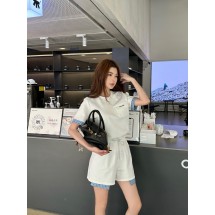 미우미우 플레드 콘트라스트 슬리브 캐주얼 세트 (해외배송)
