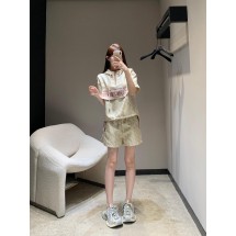 디올 레터 후드 드롭 숄더 반팔 스웨트셔츠 + 반바지 세트 (해외배송)