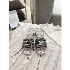 디올 모노그램 자수 가죽 미드힐 슬리퍼 (해외배송)