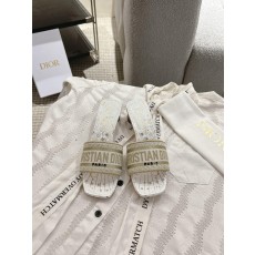 디올 모노그램 자수 가죽 미드힐 슬리퍼 (해외배송)