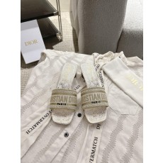 디올 모노그램 자수 가죽 미드힐 슬리퍼 (해외배송)
