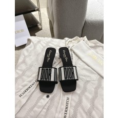 디올 모노그램 자수 가죽 미드힐 슬리퍼 (해외배송)