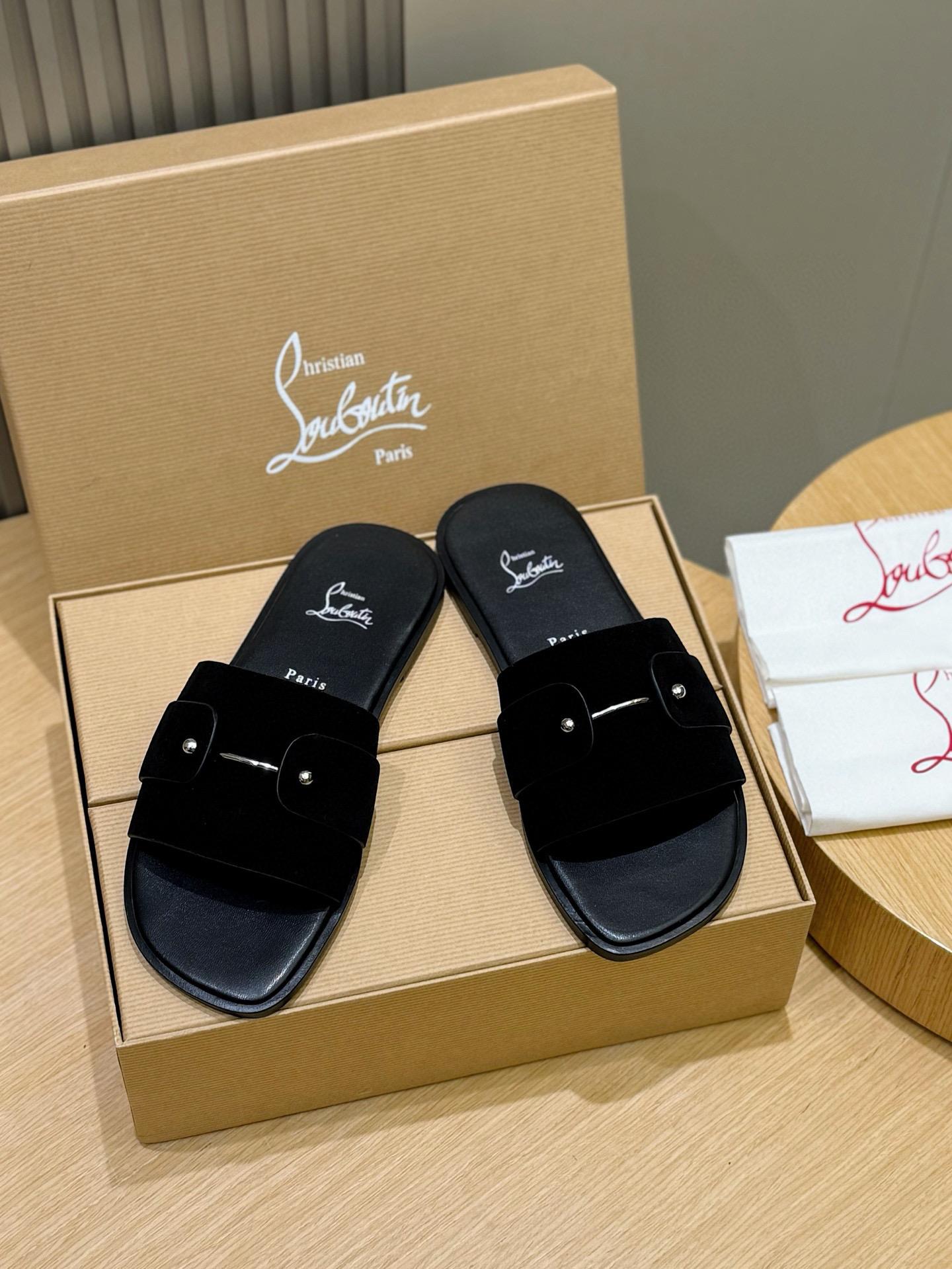 루부탱 남성 여름 가죽 슬리퍼 샌들 (해외배송)