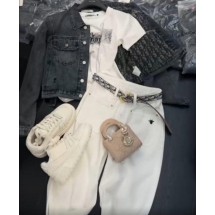 디올 여성 꿀벌 엠블러 자수 와이드 진 (국내배송)