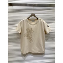 몽클레어 스터드 꽃무늬 코튼 탑 반팔 (해외배송)