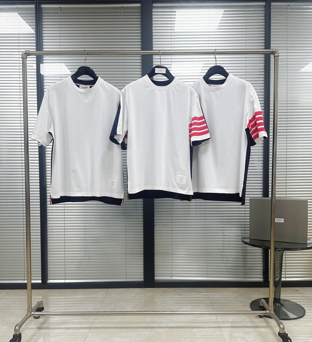 톰브라운 레드 4줄 컬러블록 반팔 (해외배송)