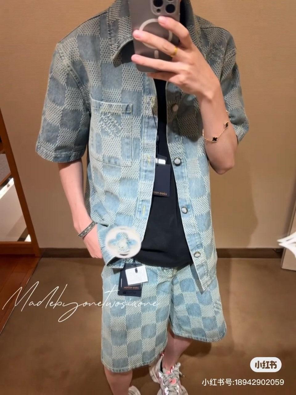 루이비통 25SS 체커보드 펄 버튼 데님 반팔 (정품급 해외배송)