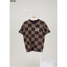 루이비통 남성 크리스탈 LV 다미에 쇼트 슬리브드 코튼 티셔츠 (국내배송)