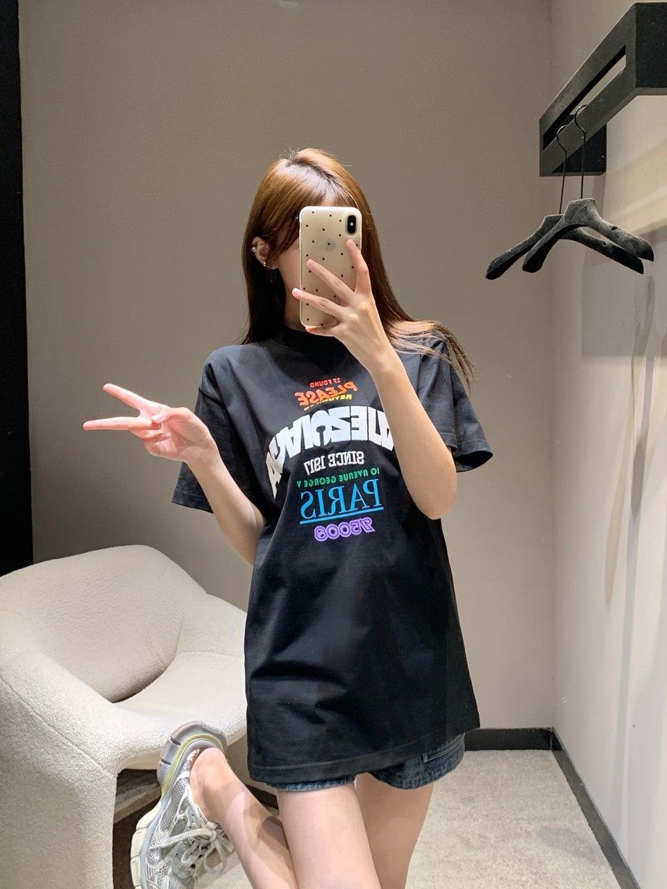 발렌시아가 자수 프린트 라운드넥 반팔 (해외배송)