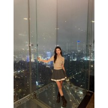 미우미우 레터 마이크로 로고 폴로넥 반팔 니트 (해외배송)