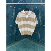 브루넬로쿠치넬리 25SS 스트라이프 프린트 니트 반팔  (해외배송)