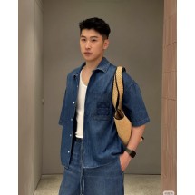 로에베 남성용 코튼 데님 셔츠  (해외배송)