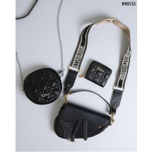 디올 Saddle 새들 스트랩 백 & Caro 카로 까나쥬 라운드 체인 클러치 백 & Caro 카로 까나쥬 라벤더 반지갑 셋 (국내배송)