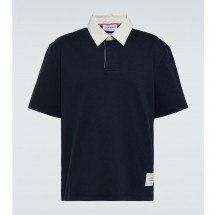 톰브라운 배색넥 로고패치 코튼카라티 (국내배송)