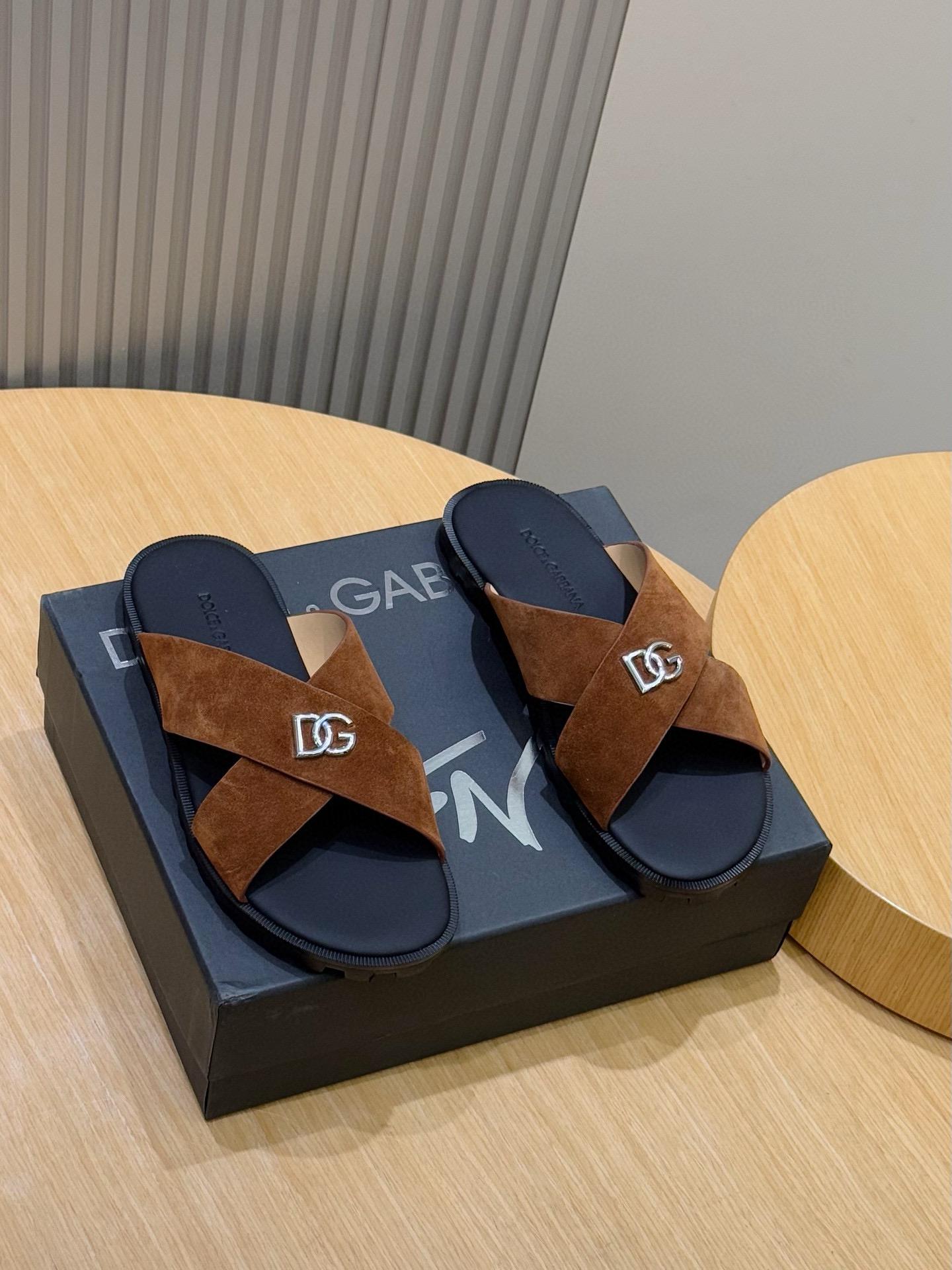 돌체앤가바나 D&G 송아지 가죽 남성용 슬리퍼 (해외배송)