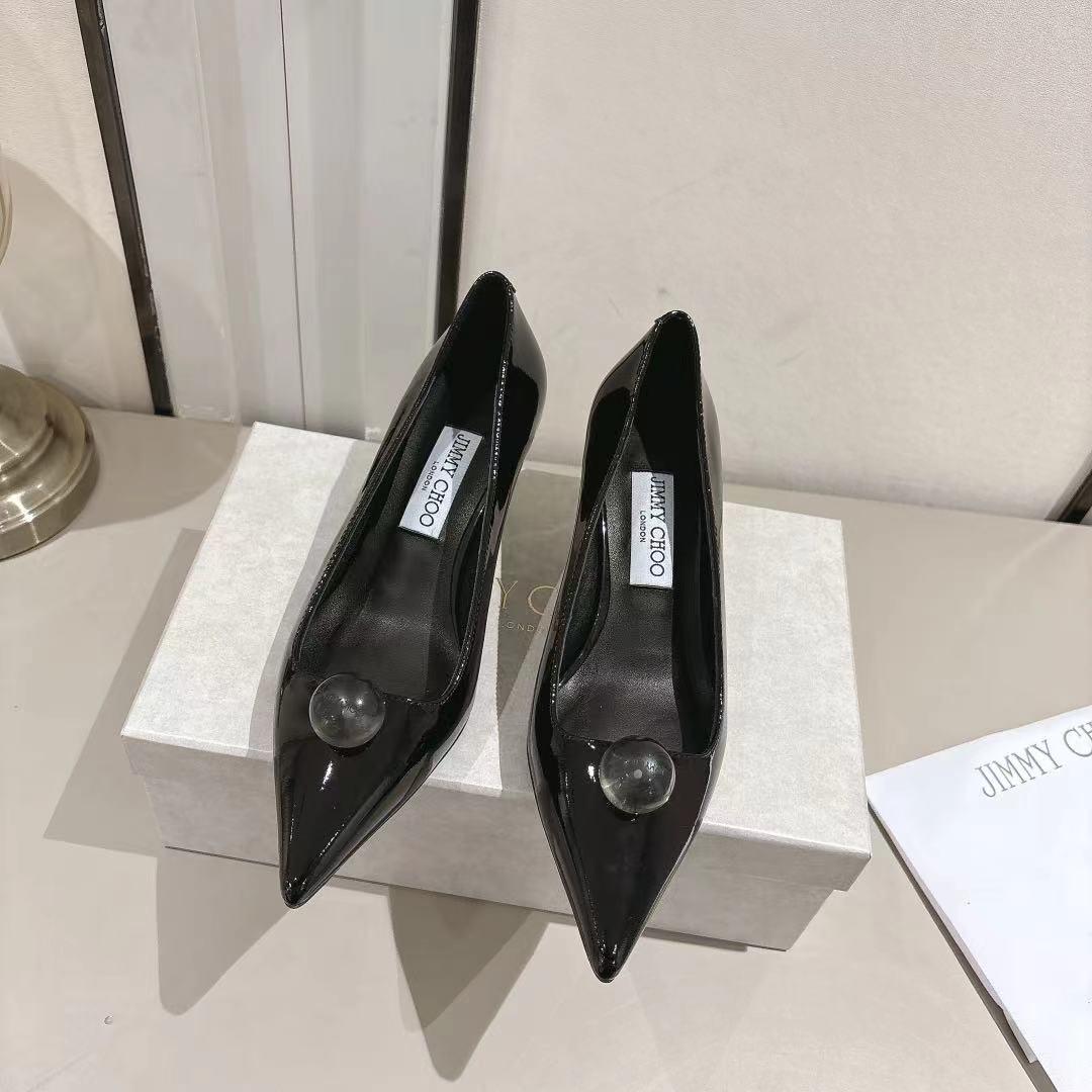 지미추 벨벳 티어드롭 힐 (해외배송)