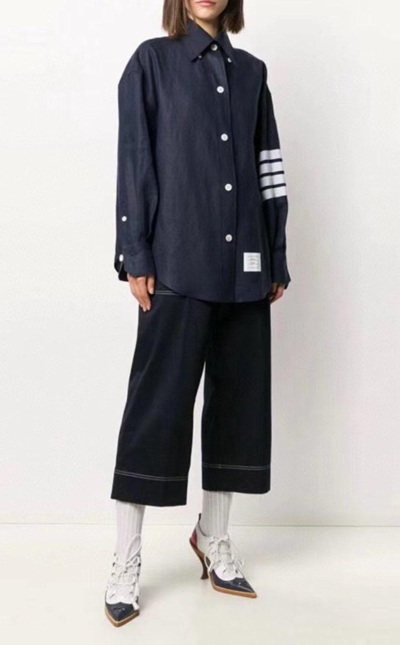 톰브라운 THOM BROWNE 여성 4-바 긴팔 린넨 셔츠 (국내배송)