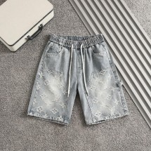 루이비통 신상 모노그램 자수로고 워싱데님 하프팬츠 (국내배송)