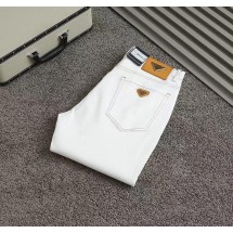 프라다 신상 삼각로고 브라운스티치 화이트 데님진 (국내배송)